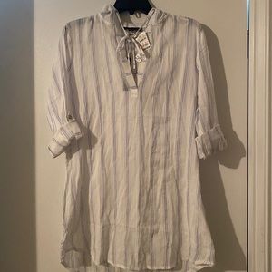 Linen Hooded Roll-up Sleeve Cover Up NWT